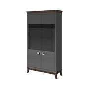 Vetrina design 2 porte collezione PALACE. Colori grigio e rovere scuro.