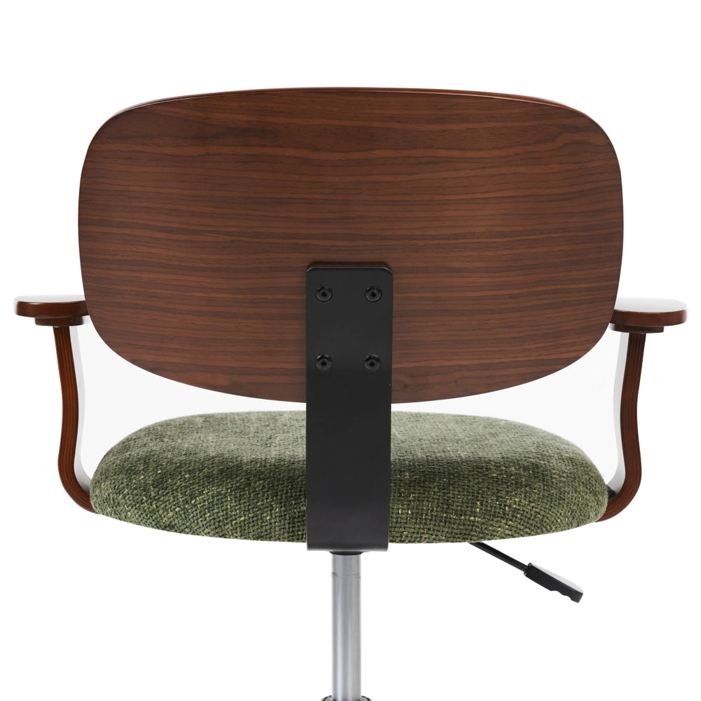 Elegante sedia girevole in tessuto poliestere Legno scuro e verde ufficio domestico elegante