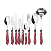 ALADDIN Ghiera Argento Anticato, Posate Set 75 Pz, Scatola Wenge,
