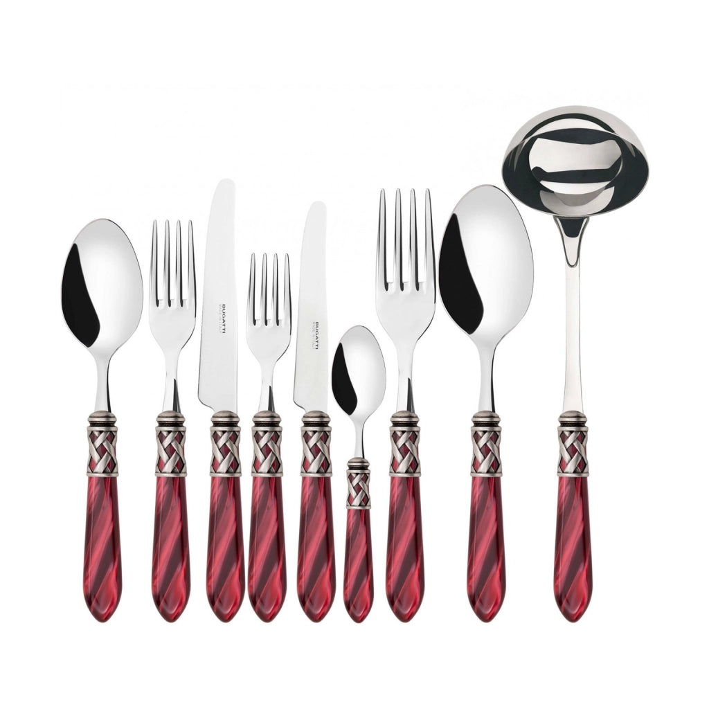 ALADDIN Ghiera Argento Anticato, Posate Set 75 Pz, Scatola Wenge,
