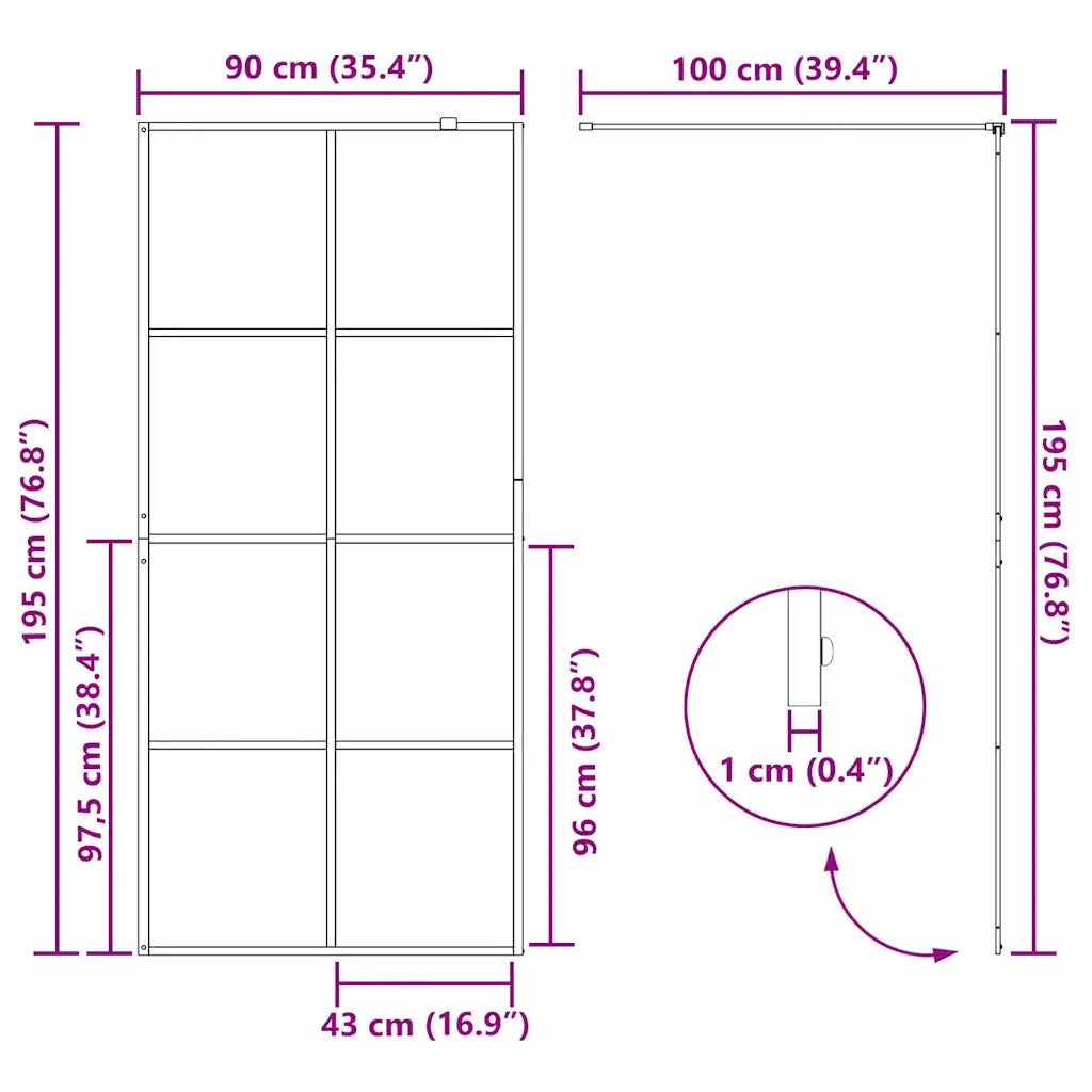 Parete Doccia Walk-in Oro 90 x 195 cm vetro temperato