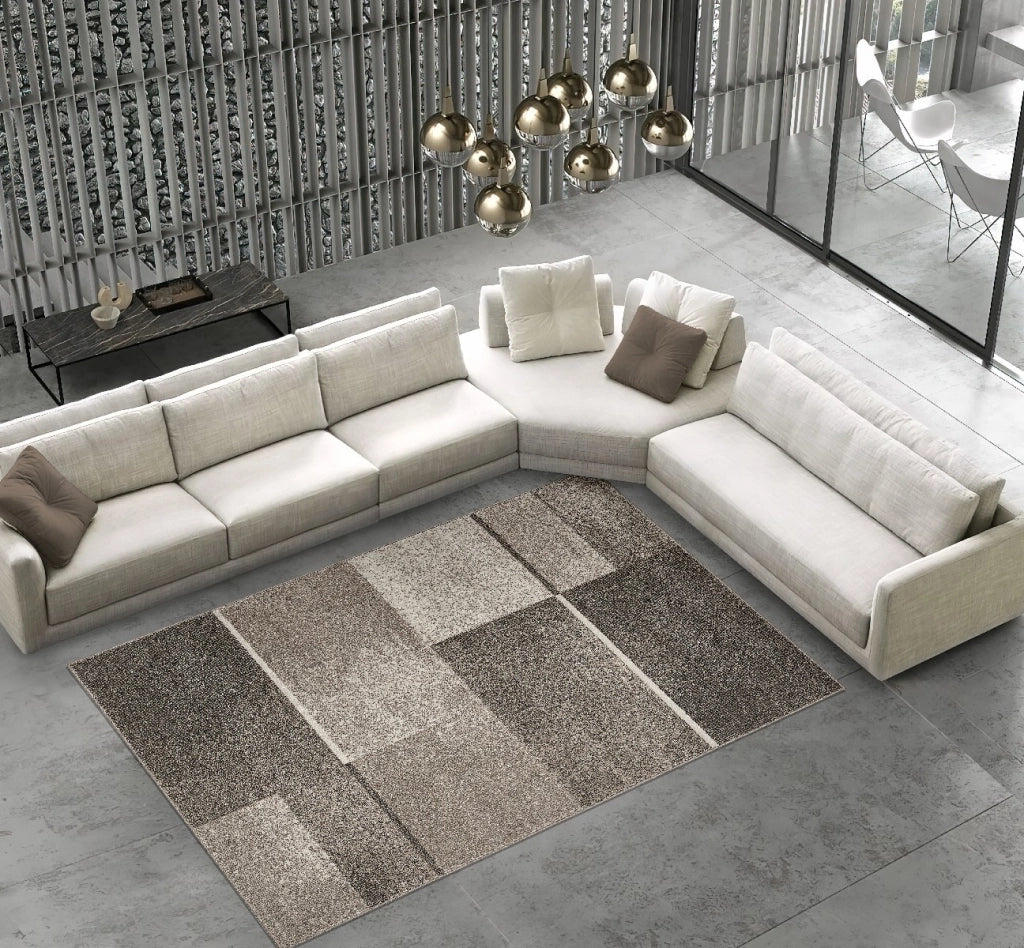 Tappeto FUNNY 87071 beige cm.160x230 pelo morbido motivo geometrico a quadri