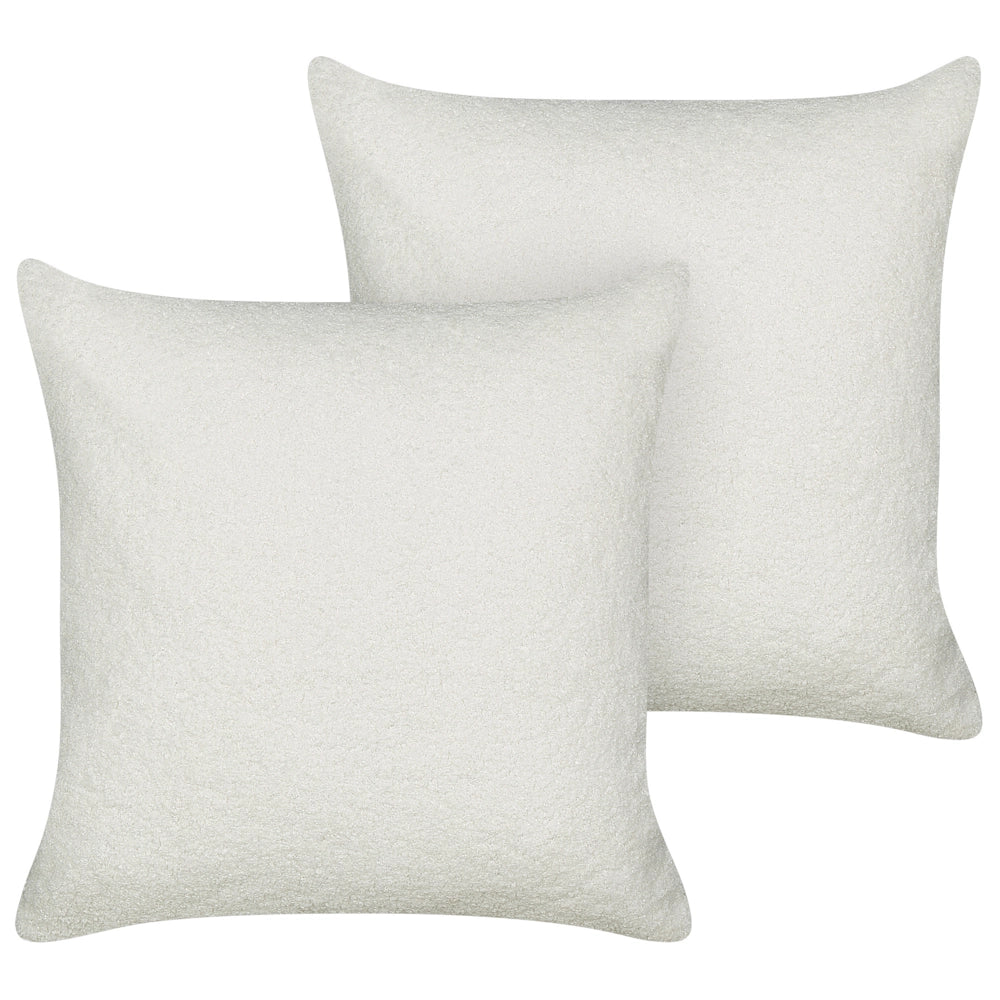 Set di 2 cuscini decorativi Bianco Boucle 45 x 45 cm fodera rimovibile con cerniera Accessori decorativi Boho