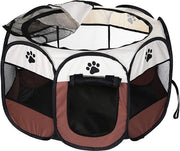 Casella portatile pieghevole per animali domestici cane gatto 600D tessuto Oxford con chiusura a righello rimovibile top apribile (marrone)