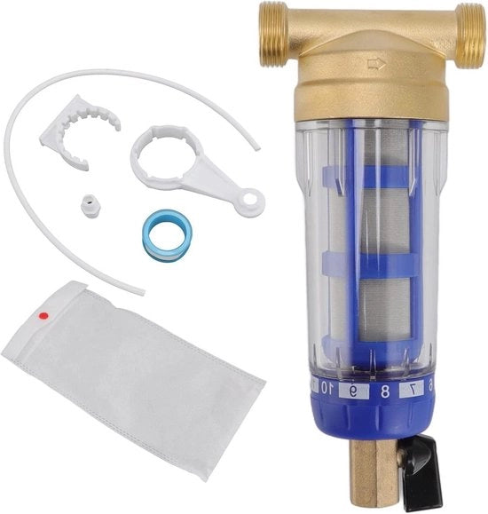Filtro Spin Down per Acqua di Rete - Prefiltrazione con Filtro a Rete di Rame - Kit di Prefiltrazione - Rimuovi Sedimento e Impurità - Per Fognature Domestiche