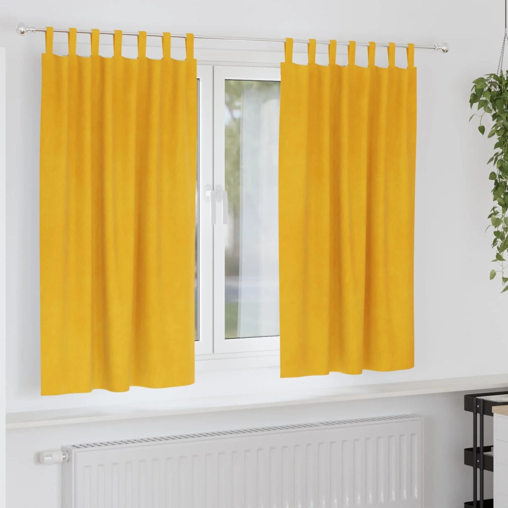 Tende oscuranti 2 pcs Giallo senape 140 x 175 cm Velluto 4107279