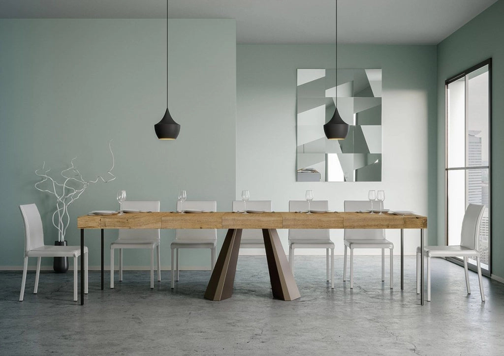 Consolle Allungabile in Legno e Ferro H77x40x90/300cm Diamante Premium Quercia Orso Folding