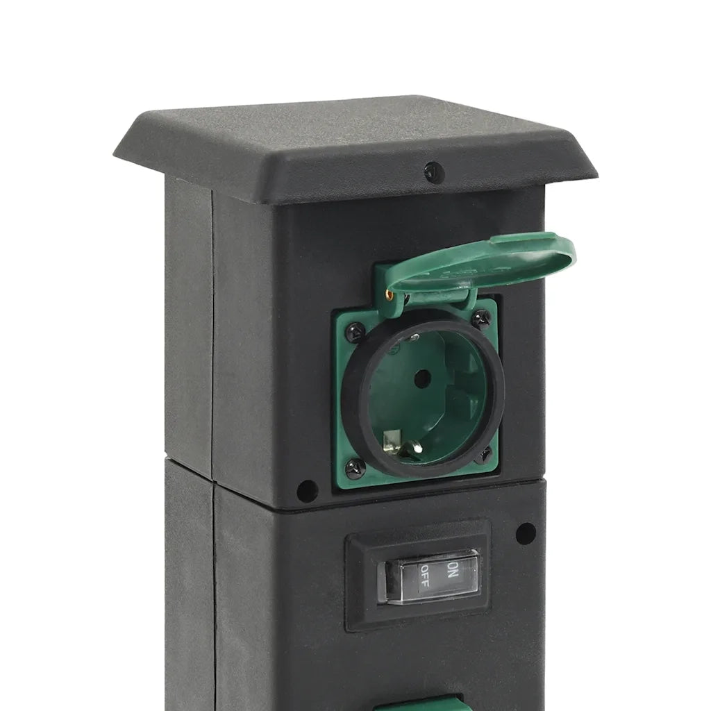 vidaXL Colonna con Presa da Esterno a 4 Vie Nera e Verde 16x16x39,5cm