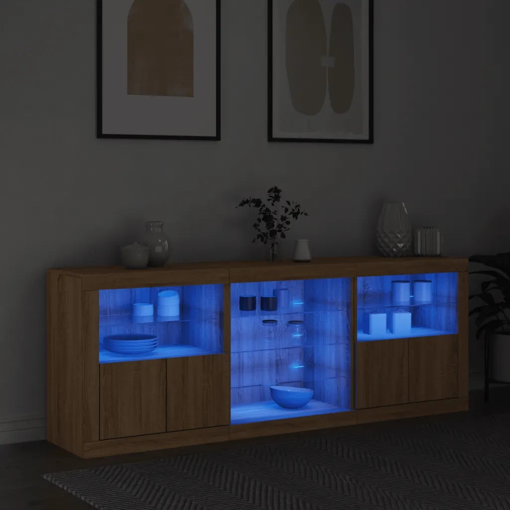 Credenza con Luci LED Rovere Sonoma 181,5x37x67 cmcod mxl 109987