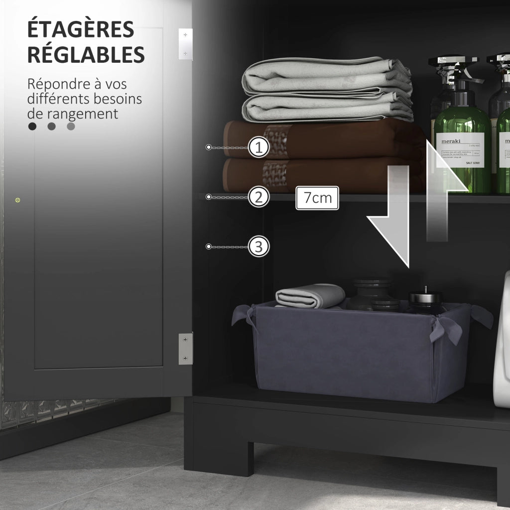 Mobile Bagno Sottolavabo con 2 Ante e 2 Cassetti ¨C zephmum ¨C Nero 60x30x50 cm