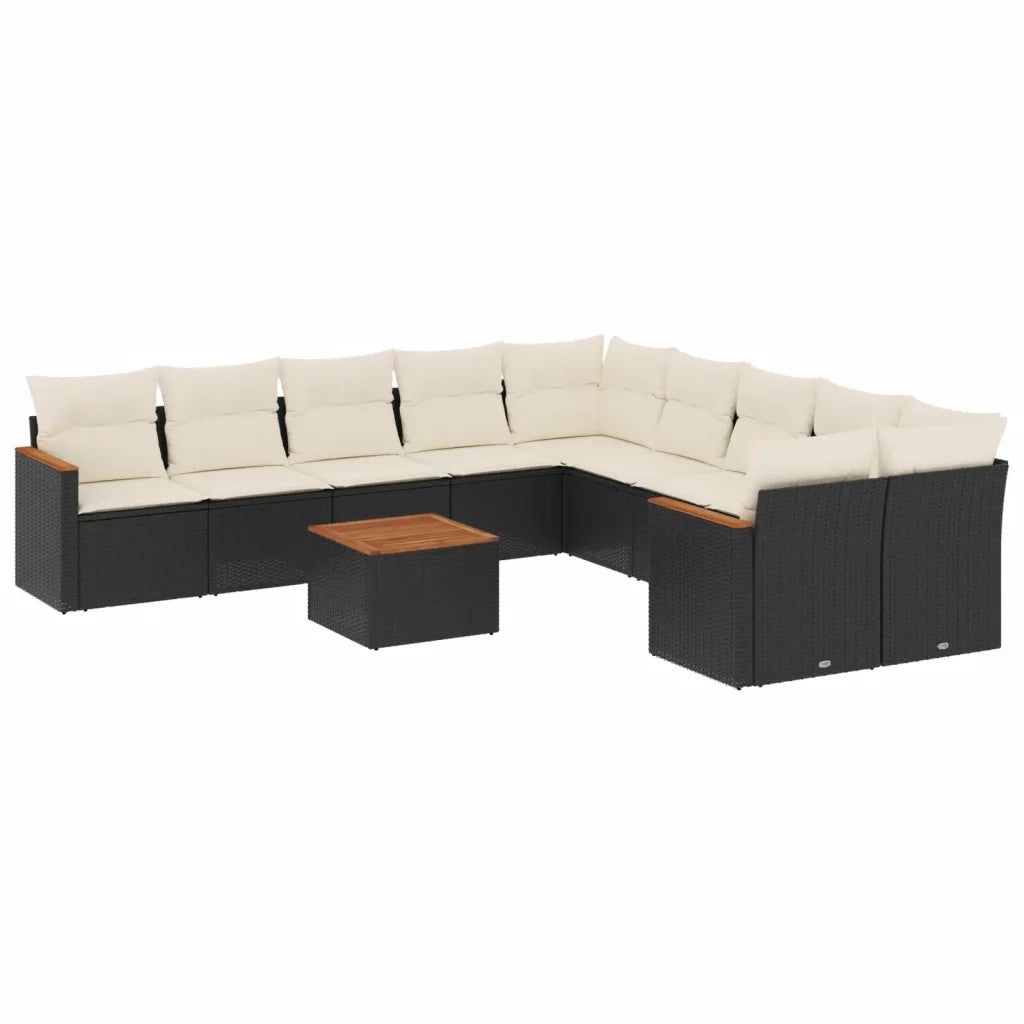 Set Divani da Giardino 11 pz con Cuscini in Polyrattan Nero 3226357