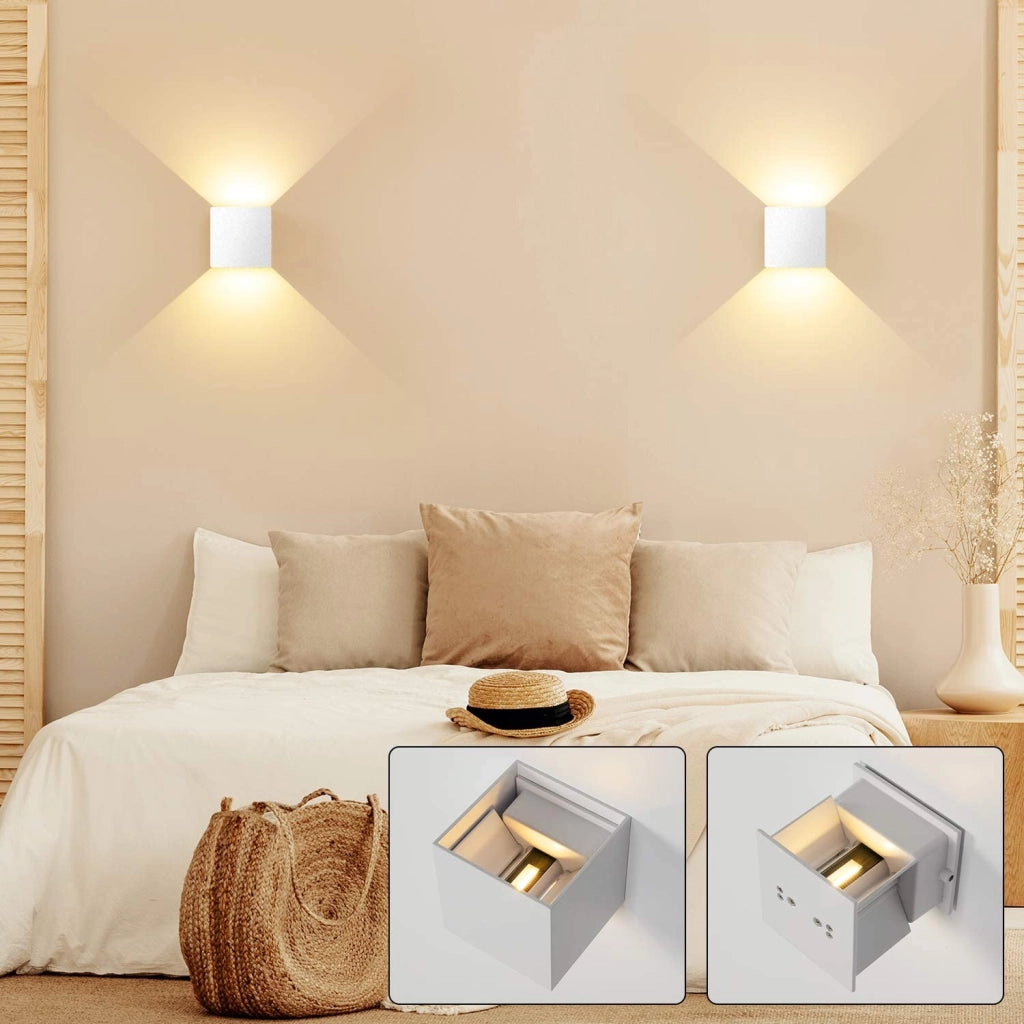 Applique da parete IP65 led Cubo Bianco per esterni 12w fascio Luce Regolabile 3000K LED