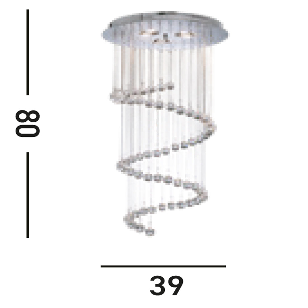 Sospensione Contemporanea Corrider Acciaio Cromo Vetro 3 Luci G9