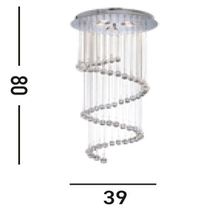 Sospensione Contemporanea Corrider Acciaio Cromo Vetro 3 Luci G9