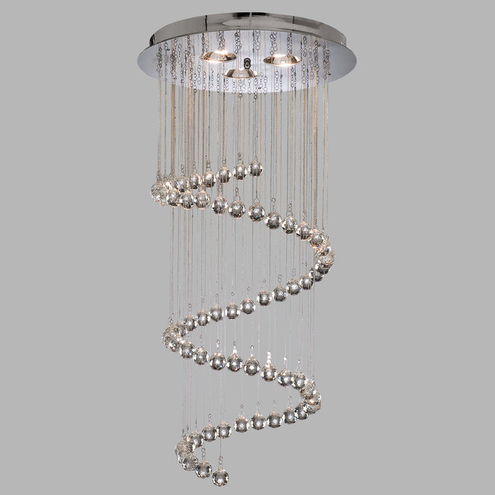 Sospensione Contemporanea Corrider Acciaio Cromo Vetro 3 Luci G9