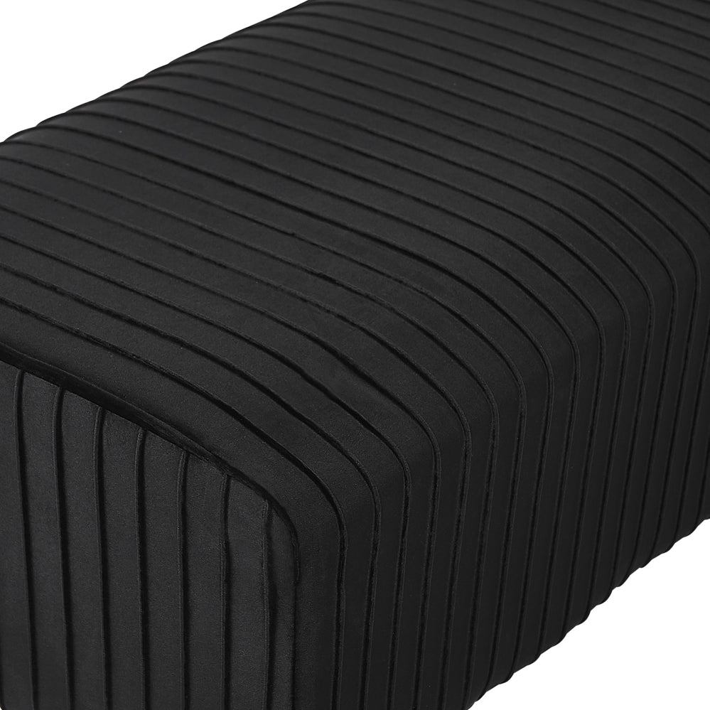 Panca Velluto Nero Imbottito Gambe In Metallo dorato 118 cm Glamour Soggiorno Camera Da Letto Corridoio