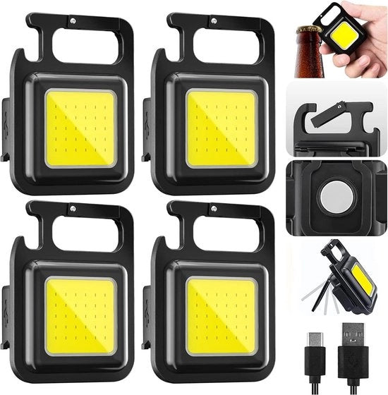 4 pezzi di luce di emergenza multifunzionale mini-led - portatile e ricaricabile - lampada di emergenza e luce di ispezione - magnetica - ideale per campeggio, riparazione e emergenze