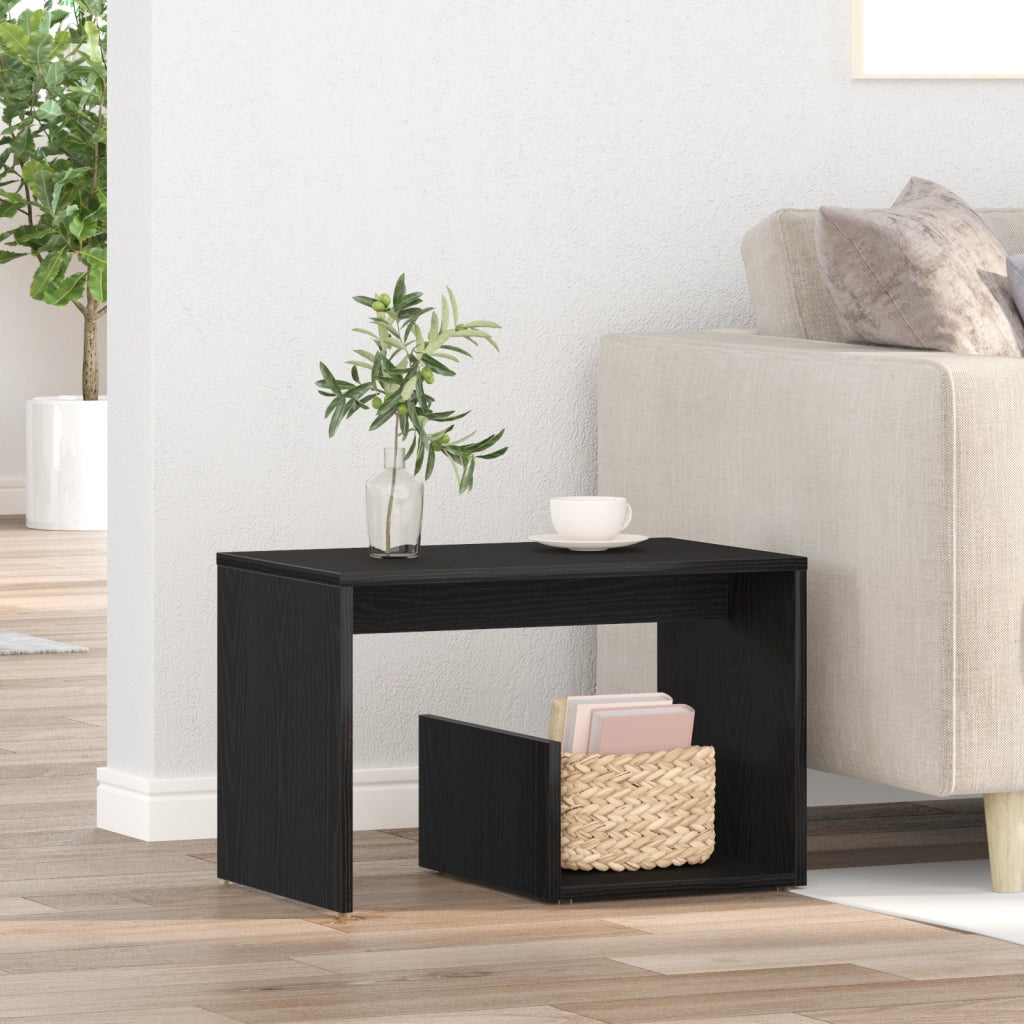 Tavolino  Nero Rovere 59x36x38 cm Legno ingegnerizzato