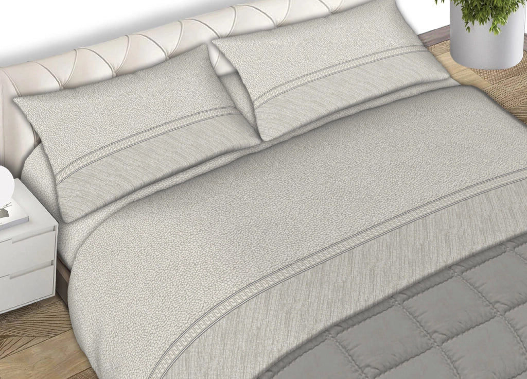 Completo Lenzuola Letto 100% Cotone Made Italy Disegno Borbon25 CN - Singolo - Panna