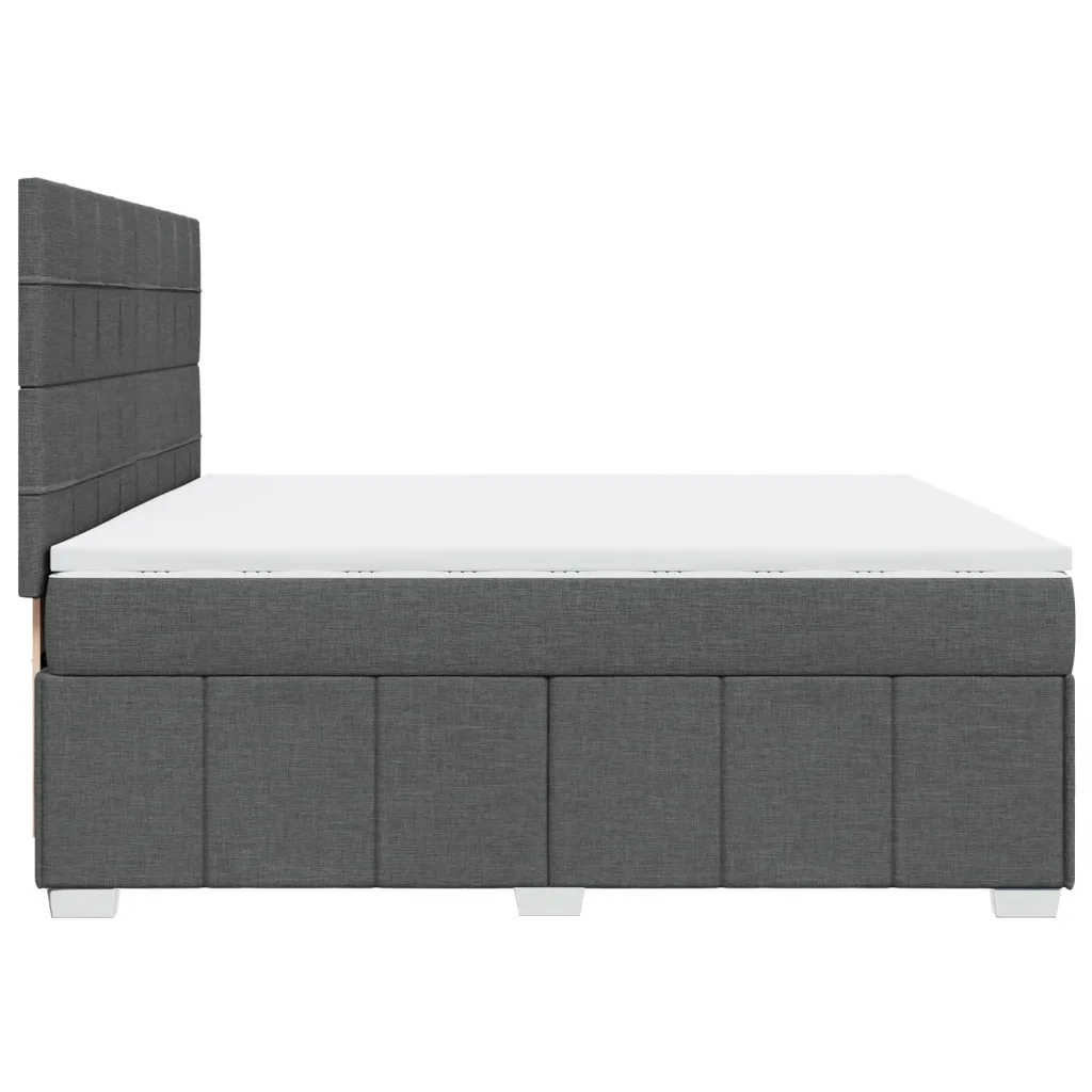 Giroletto a Molle con Materasso Grigio Scuro 200x200 cm Tessuto
