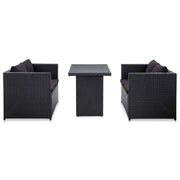 Set Divani da Giardino 3 pz con Cuscini in Polyrattan Nero cod mxl 30017