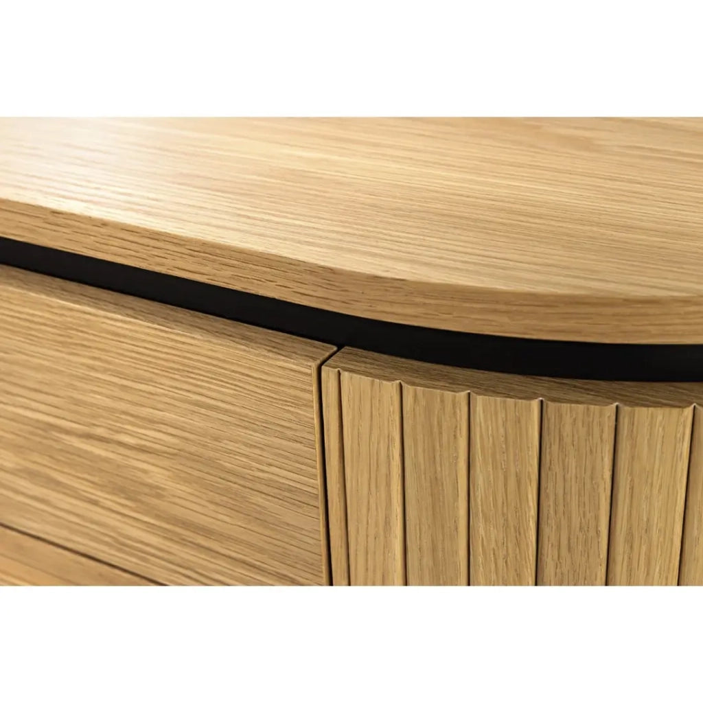 Tavolino basso SOREN 120 cm con 2 cassetti scorrevoli decoro quercia e nero