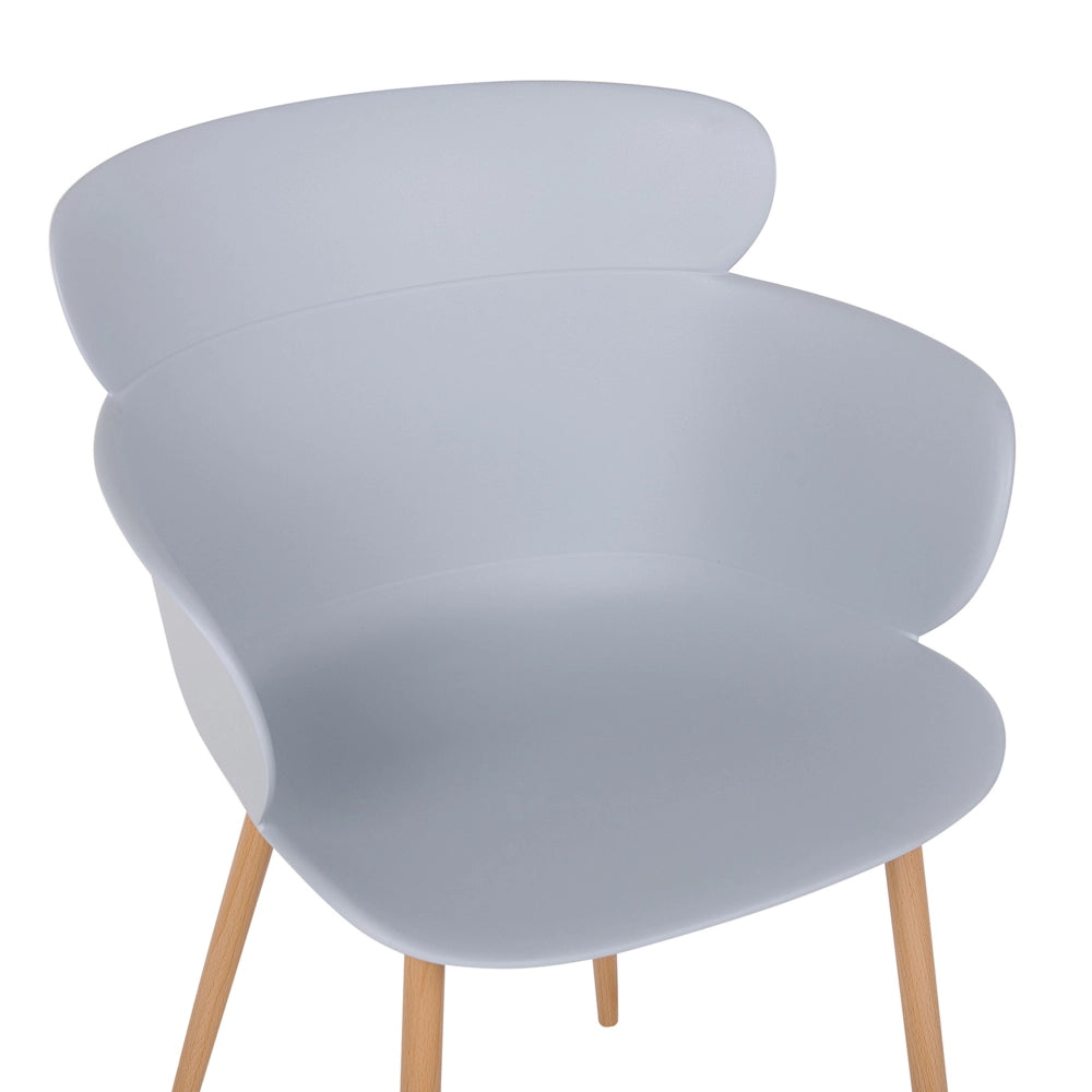 Set di 2 sedie da pranzo grigio materiale sintetico gambe in metallo schienale ergonomico moderno soggiorno