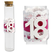 Trade Shop - 12 Porta Confetti Vetro Bomboniera 18 Anni Diciottesimo Compleanno Rosa Femmina -