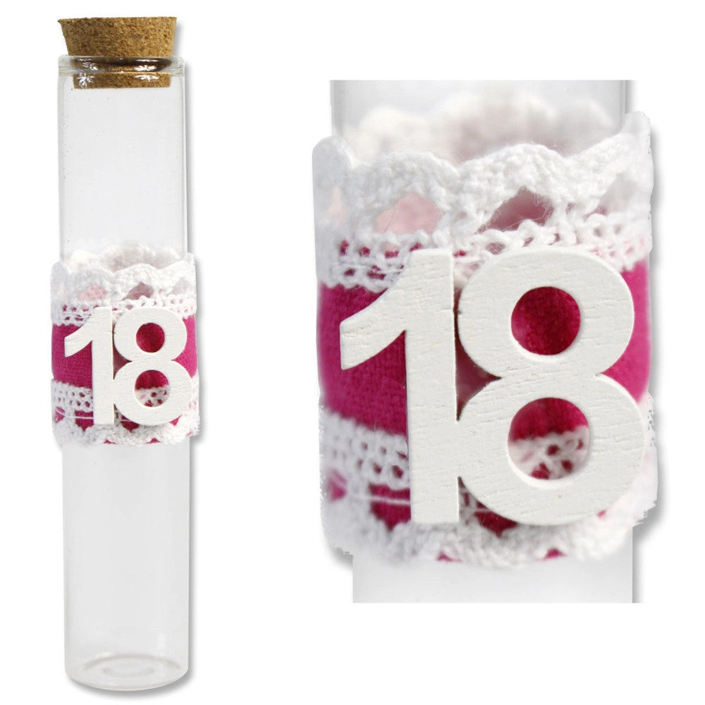 Trade Shop - 12 Porta Confetti Vetro Bomboniera 18 Anni Diciottesimo Compleanno Rosa Femmina -