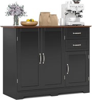 Madia Soggiorno Moderna, Credenza Cucina Isola, Armadietto a Buffet con 2 Cassetti e Ripiano Regolabile,Mobiletto Armadietto Multiuso per Soggiorno, Cucina, Ufficio，100x40x78 cm (Nero)