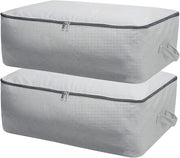 Borsa di Stoccaggio in Cotonatura Naturale - Supporta l'Organizzazione - 2 pezzi - Grigio Chiaro - 100% Cotone - 65 x 47 x 22 cm