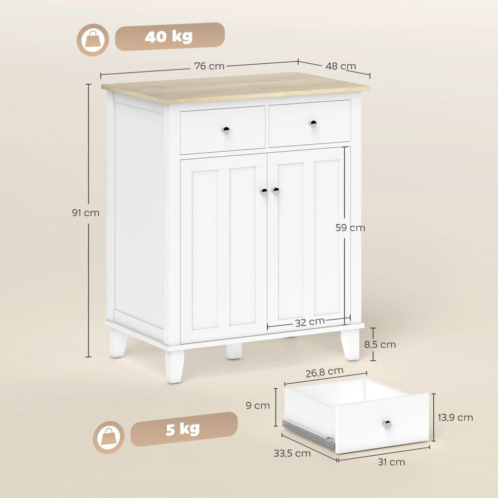 Armadio a 2 ante 2 cassetti ¨C zephmum ¨C bianco 76x48x91 cm
