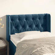 Testiera ad Orecchio-Testata con Orecchie Blu Scuro 83x16x78/88 cm in Velluto 612426