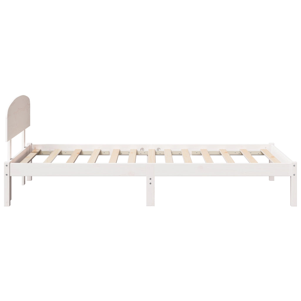 Struttura Letto con Testiera Bianca 80x200 cm Legno Massello di Pino