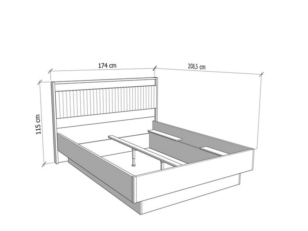 Letto Matrimoniale Filogaso, Letto Matrimoniale Dimensione Materasso 160x200 cm, Marrone Rovere Nodi