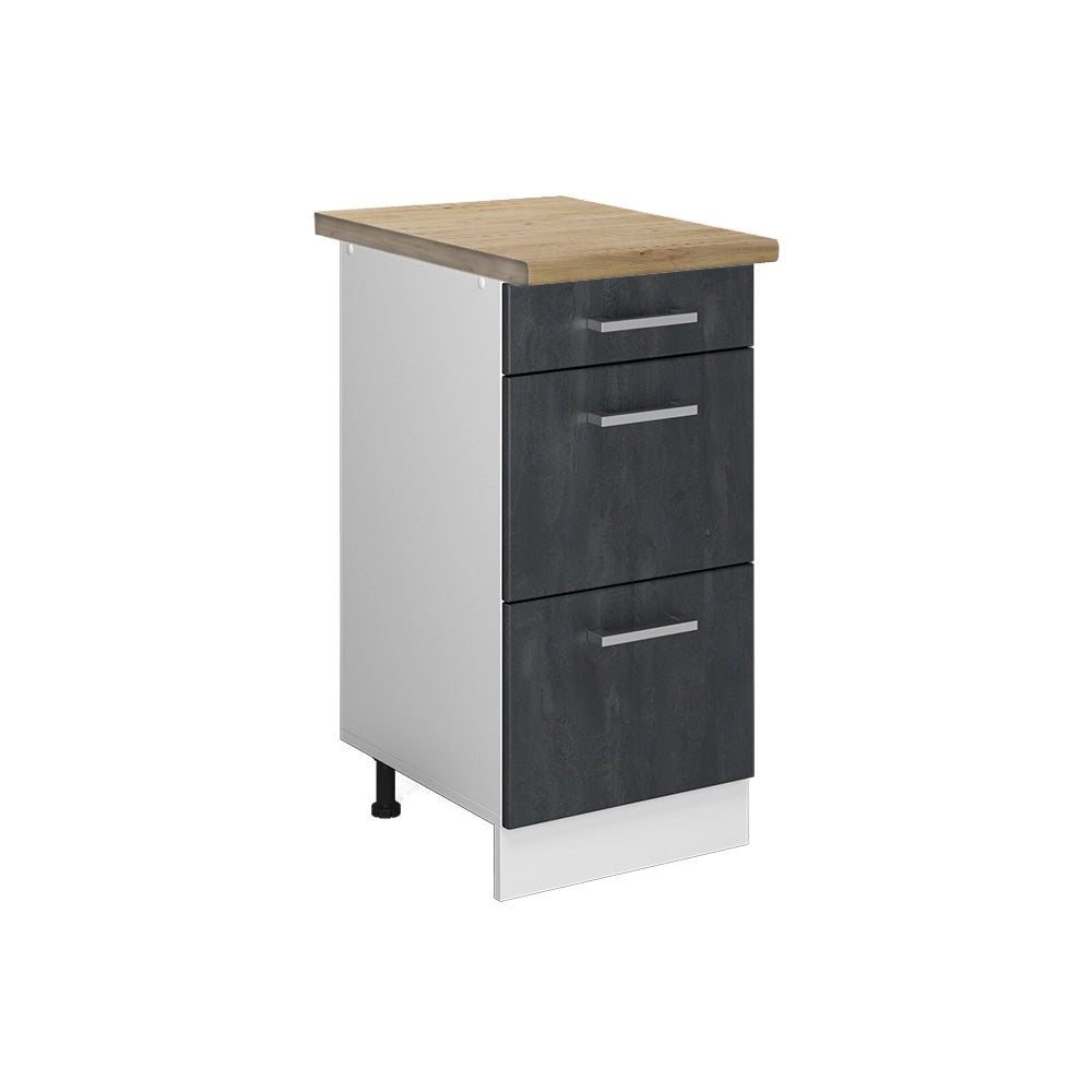 Vicco Mobiletto base per cucina Calcestruzzo nero 40 cm PL Rovere