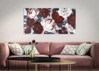Dipinto Su Tela White/Red Flower Darkback Cm 120X3,7X60