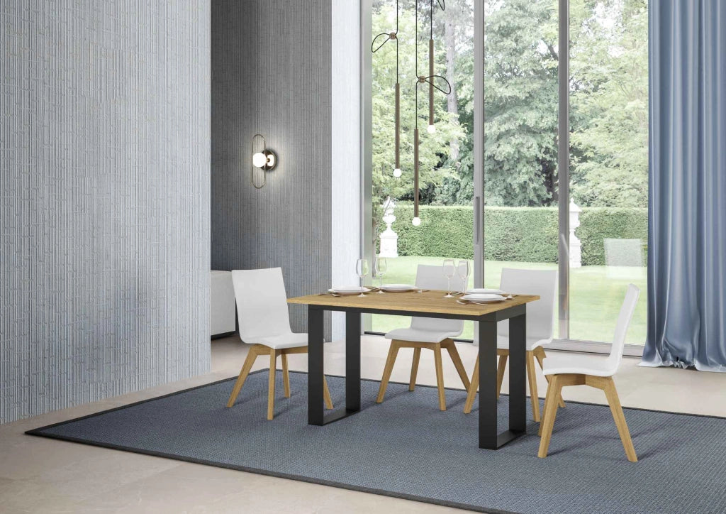 Tavolo Salvaspazio Allungabile 120/200x45/90x80/78 cm Tecno Double Quercia Naturale