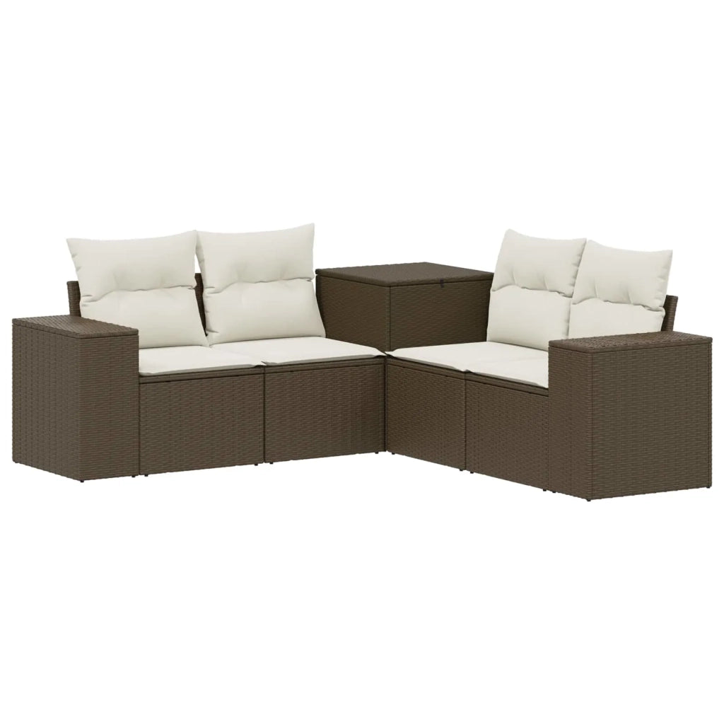 Set di divani 5 pz Marrone e Bianco Crema 3447914