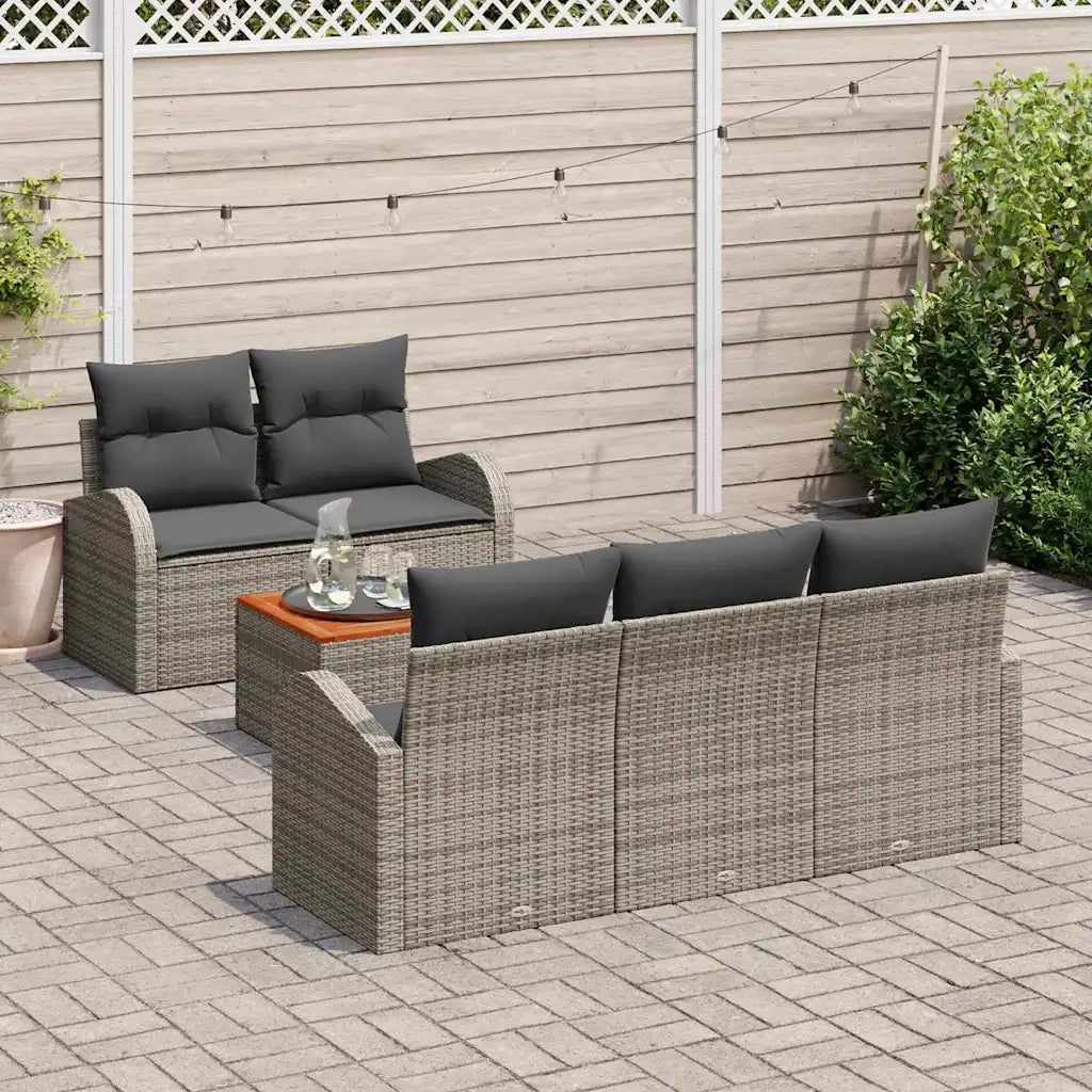 Set Divano da Giardino 6 pcs Grigio polyrattan