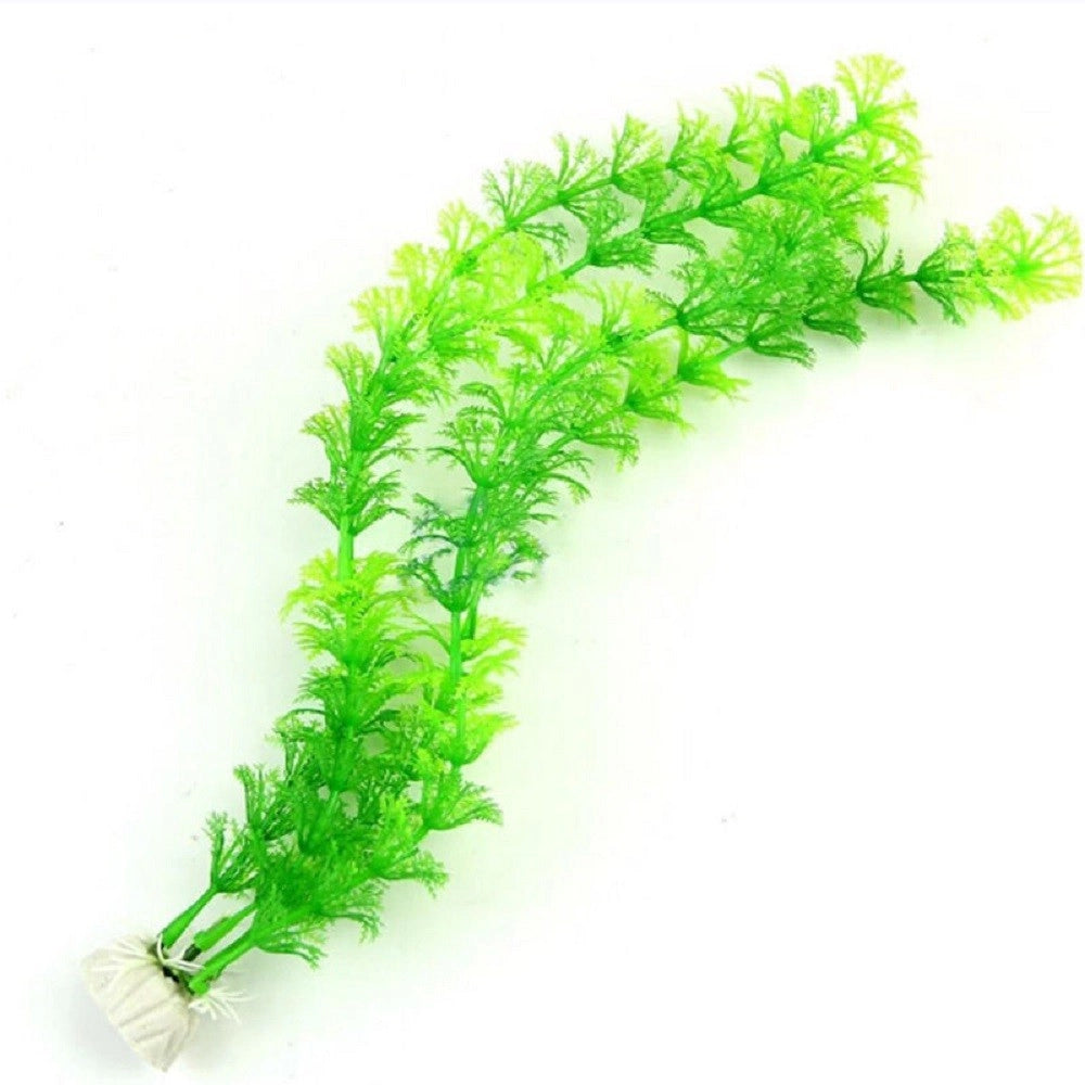 Trade Shop - Pianta 30 Cm Piantina Artificiale Per Acquario Piante Finte Plastica Color Verde -