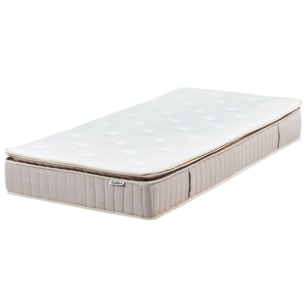 Materasso a molle insacchettate in lattice bianco e beige EU misura singola 90 x 200 cm durezza media con cerniera e rivestimento in poliestere rimovibile Accessori per la camera da letto