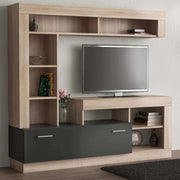PARETE SOGGIORNO LEONARD ANTRACITE E QUERCIA CHIARO 170 X 42 X H170 CM