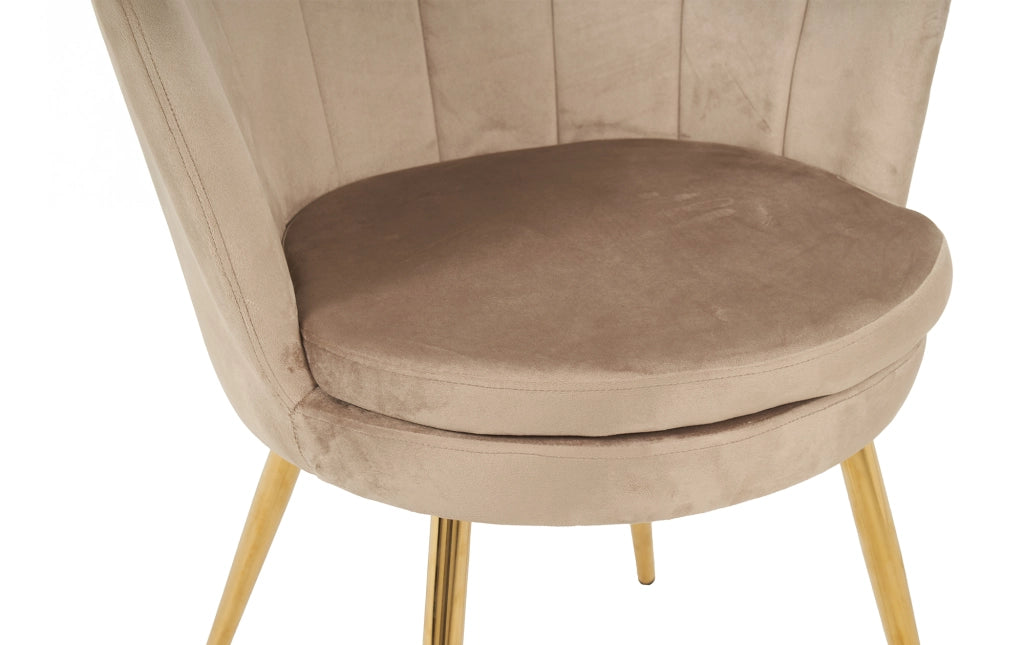 Poltrona Conchiglia Camera da Letto in Velluto Design Moderno Maddina Tortora
