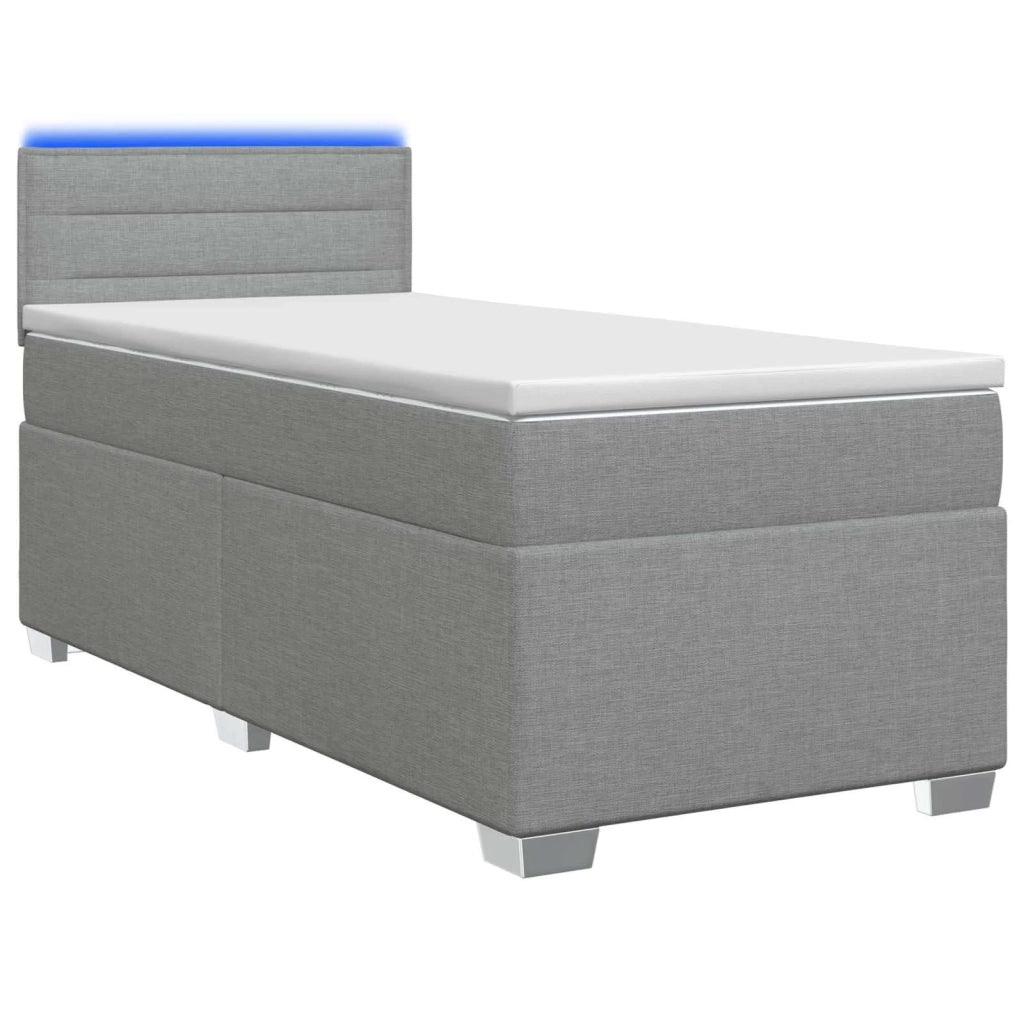Letto con Box Spring, Materasso e LED Grigio Chiaro 90 x 190 cm 3451826