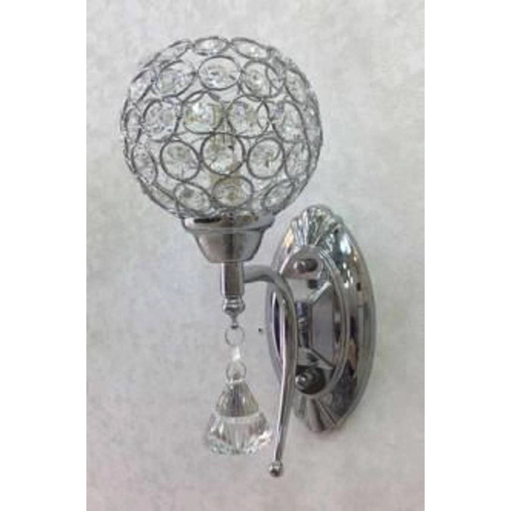 Trade Shop - Applique Parete Moderno Paralume Con Cristalli Acrilico Pendente Attacco G9 E19 - Argento