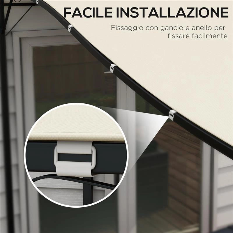 TELO COPERTURA PER GAZEBO PERGOLA 3X3 M IN POLIESTERE CON 16 FORI DI DRENAGGIO 297X297 CM BEIGE