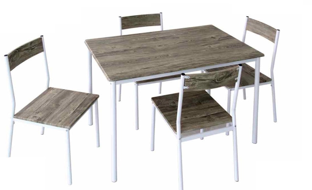 SET TAVOLO CON 4 SEDIE BROW STRUTTURA IN METALLO E PIANO IN LEGNO 110X70X76C