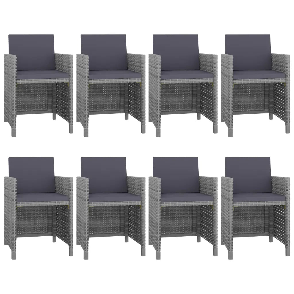 Set da Pranzo da Giardino 9 pz e Cuscini Polyrattan Antracite cod mxl 34584