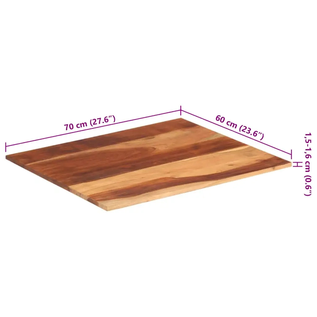 Piano Tavolo in Legno Massello di Acacia 15-16 mm 60x70 cm 285978
